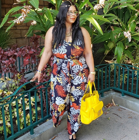 TROPICAL FLORAL JUMPSUIT - Picture 1 of 4
